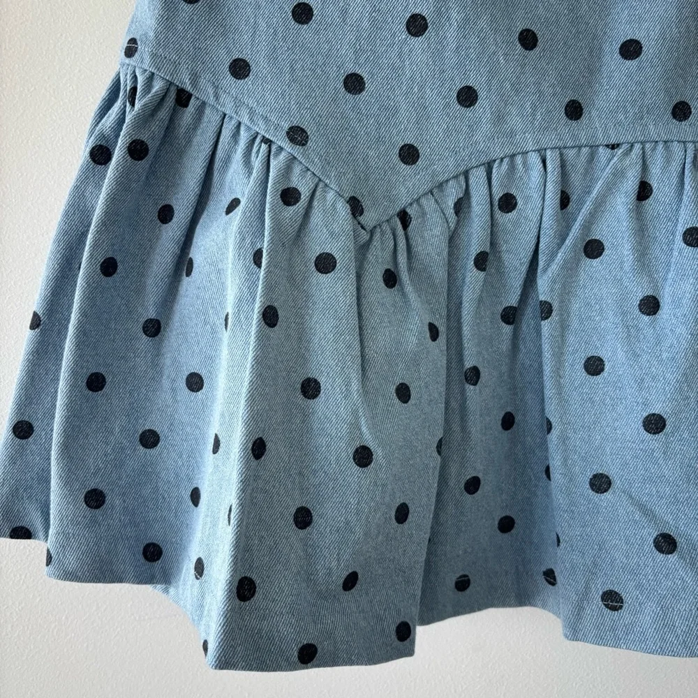 NWT Avec Les Filles Flirty Sky Blue Cotton Dotted Mini Shift Fit n Flare Dress - Picture 5 of 11